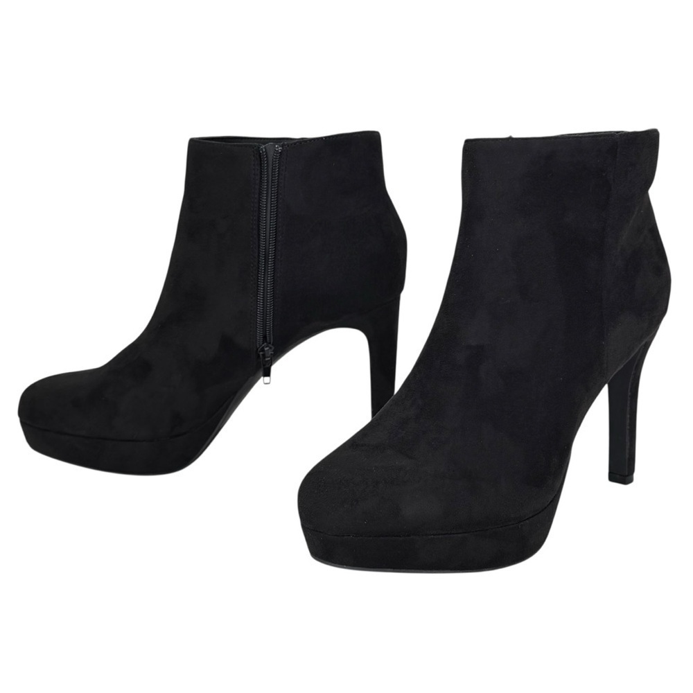 BCBGeneration Jeanne Black Microsuede Womens Heel Ankle Boots Size 11M - Picture 8 of 11